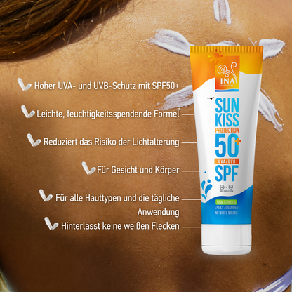 Familienpackung für Sonnenschutz - 2+1 Natürliche Sonnencreme für Gesicht und Körper SPF 50+ mit Bio-Weißtanne