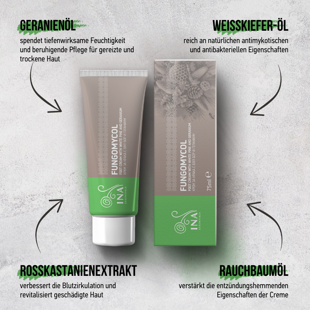 Kaufen Sie 2 Cremes gegen Nagelpilz oder trockene und rissige Haut und erhalten Sie 2 Bio-Weißkiefernwässer gratis